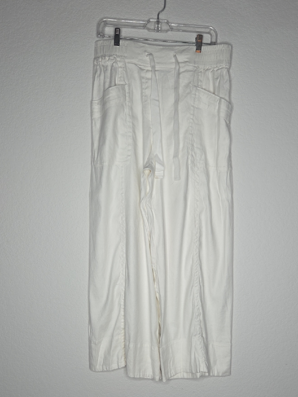 Anthropologie Maeve White Wide Leg Drawstring Pants Size M Casual Resort Coastal - Picture 2 of 5
